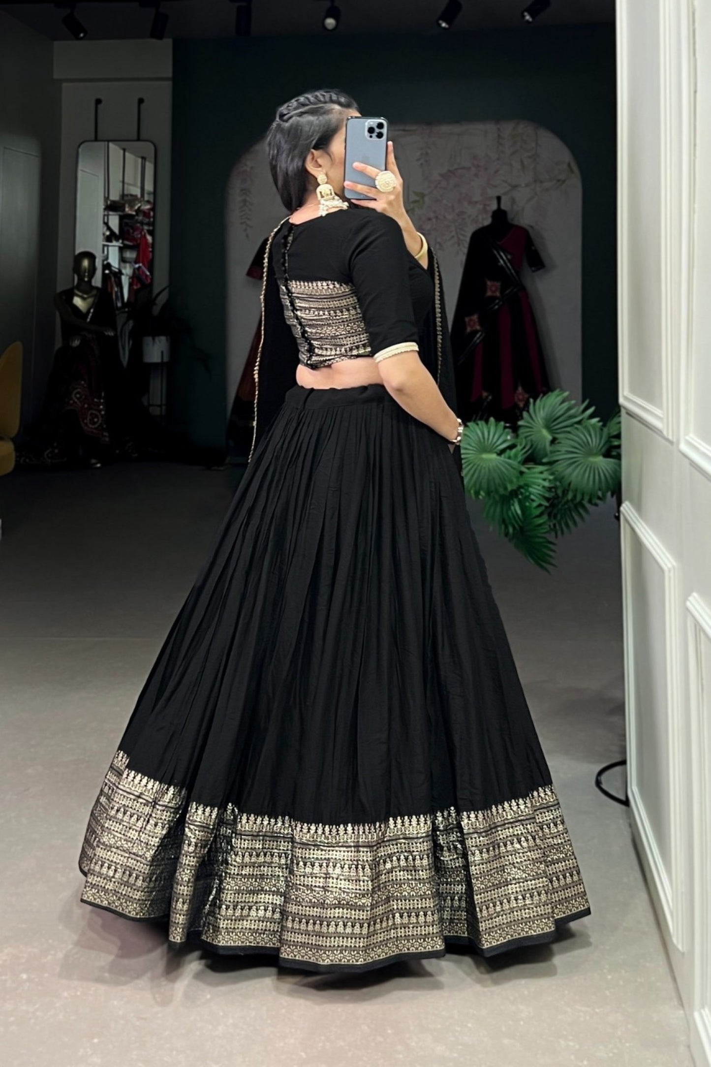 Raven Black Royal Zari-Embellished Classic Lehenga