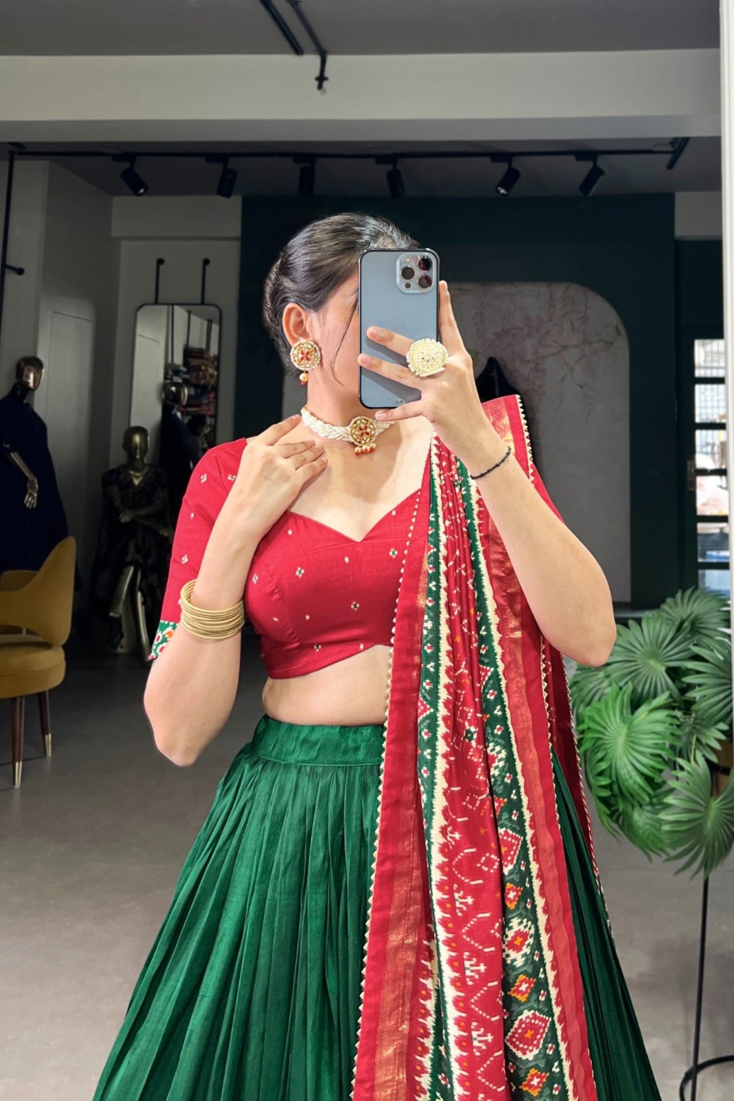 Emerald & Ruby Festive Folklore Lehenga