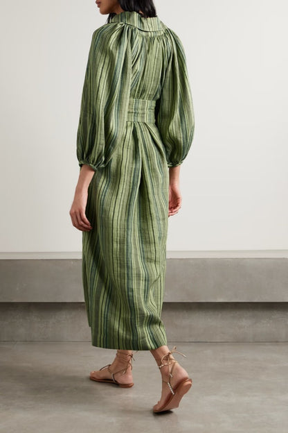 Olive Grove Belted Kaftan Dress