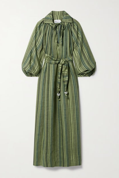 Olive Grove Belted Kaftan Dress