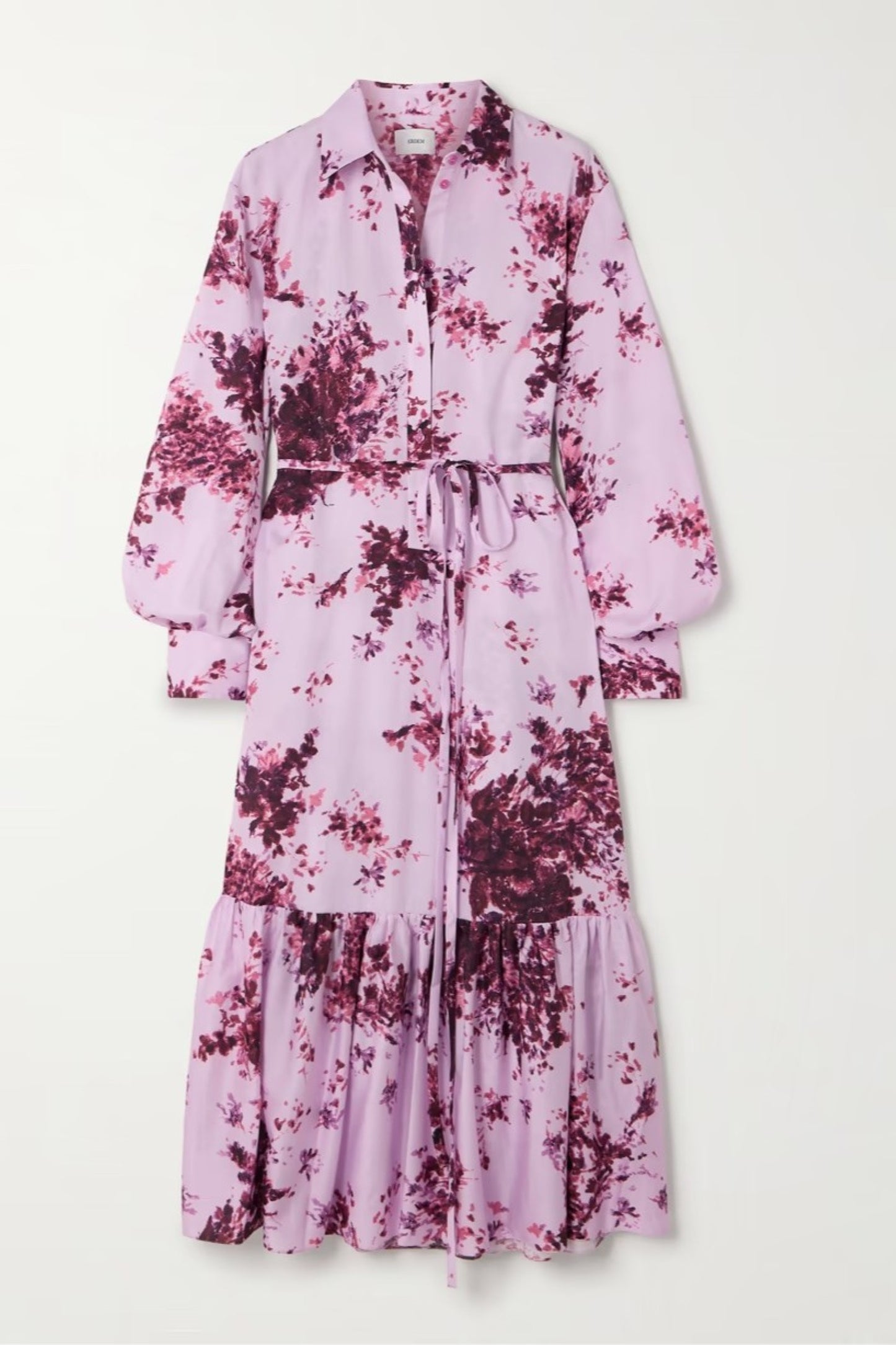 Lilac Blossom Tiered Shirt Dress