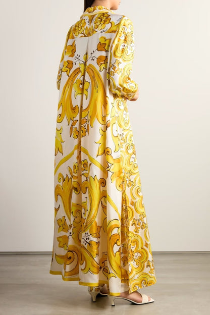 Sunburst Baroque Maxi Shirt Dress