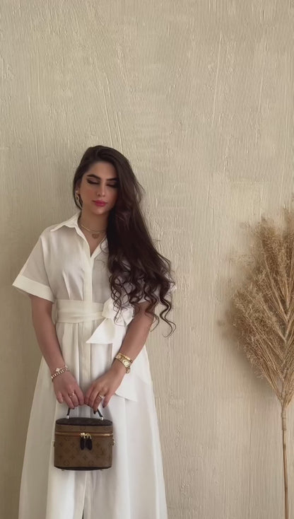 Pearl White Flutter Sleeve Dress