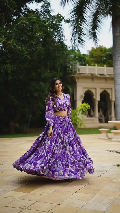Violet Garden Oasis Lehenga