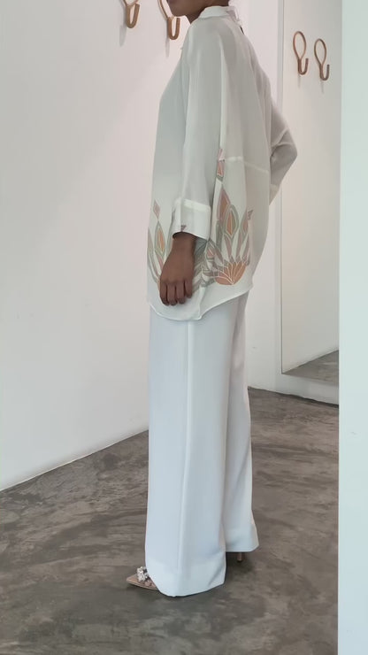 Pearl White Pastel Accent Tunic Co-ord